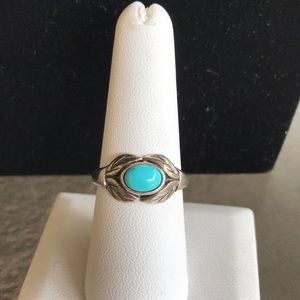 Ring - Sterling silver - Sleeping beauty turquoise - size 8